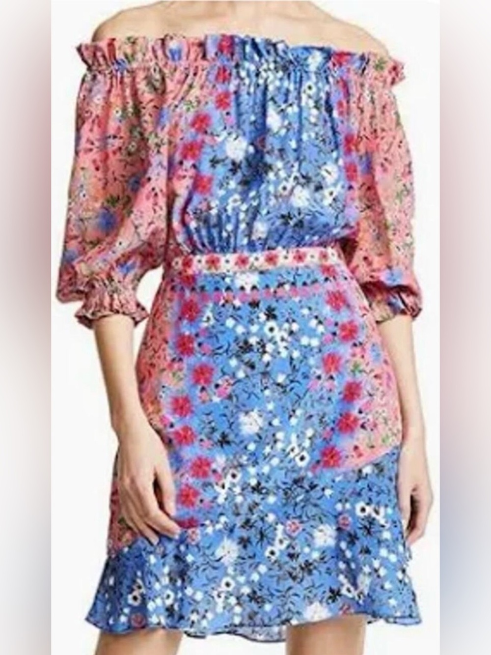 Saloni Grace Silk Mini Dress Pink Foxglove Meadow Floral 8